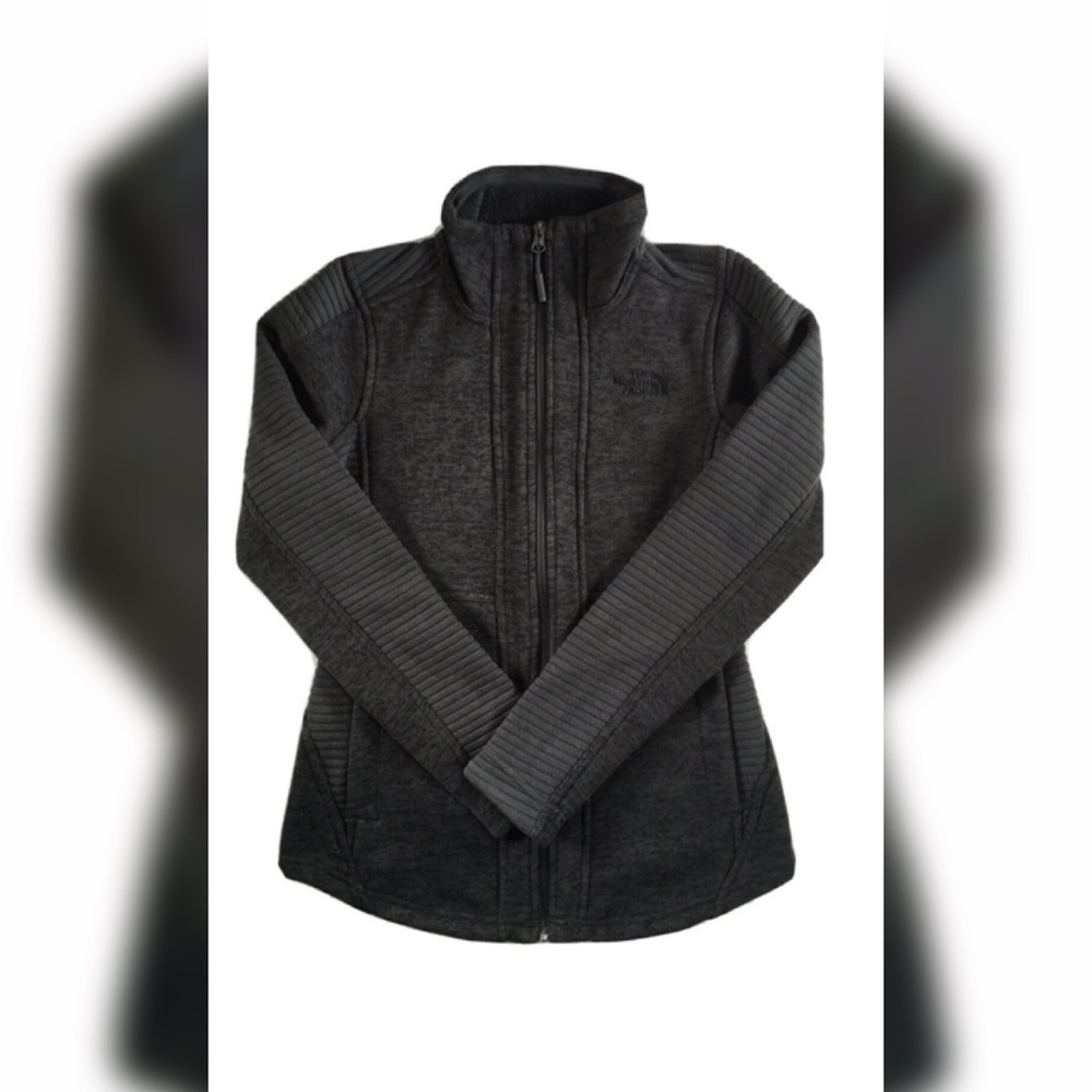 The North Face Jacket Indi Slim Fit Fleece Full Zip Winter Coat Grey Heathe XS S